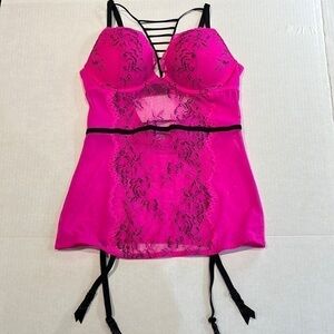 La Senza Fuchsia and Black Strappy Corset, Super Sexy Size Small.